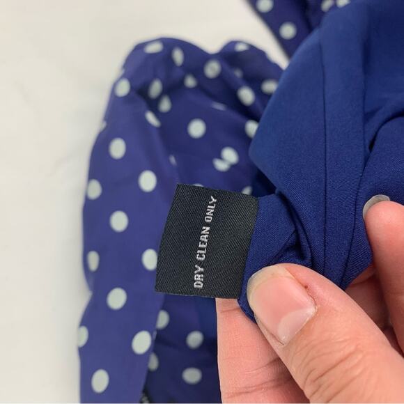 J. Peterman women's size 10 medium silk blue polka dot button up dress - Picture 11 of 12